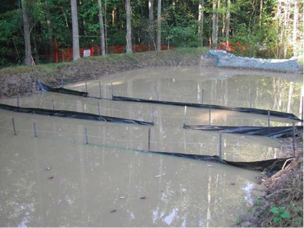 Photo of a silt fence.